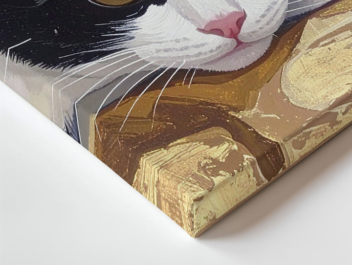 Tuxedo Cat Portrait Canvas – Warm & Endearing Feline Art - Gifitto
