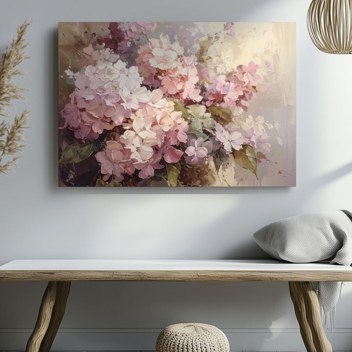 Blush Hydrangea Dream Canvas – Soft Abstract Floral Wall Art - Gifitto