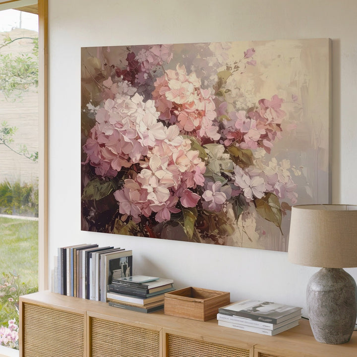 Blush Hydrangea Dream Canvas – Soft Abstract Floral Wall Art - Gifitto
