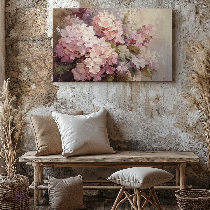 Blush Hydrangea Dream Canvas – Soft Abstract Floral Wall Art - Gifitto