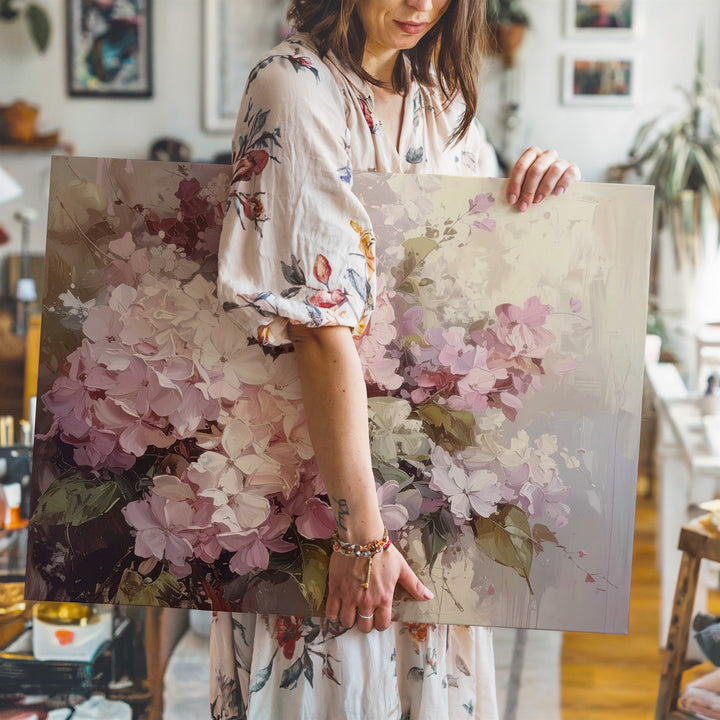Blush Hydrangea Dream Canvas – Soft Abstract Floral Wall Art - Gifitto