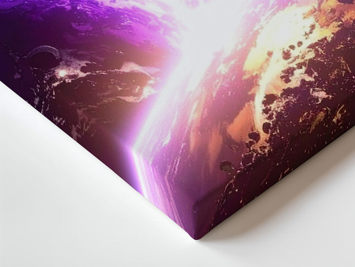 Surreal Galaxy Worlds Canvas – Vivid Purple Planet & Sci-Fi Space Scene - Gifitto