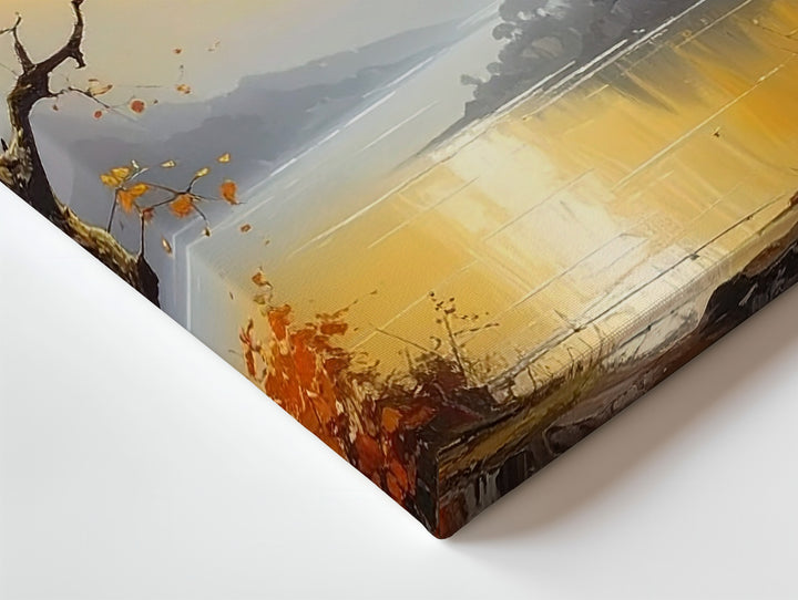 Golden Valley Tree Canvas – Panoramic Sunset Landscape Wall Art - Gifitto