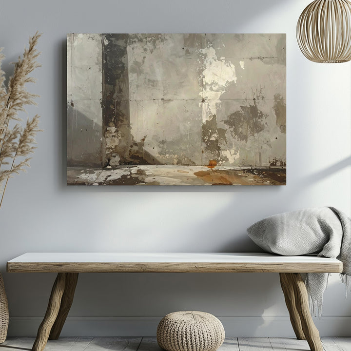 Concrete Wall Canvas – Abstract Art with Marks, Stains, and Textural Depth - Gifitto