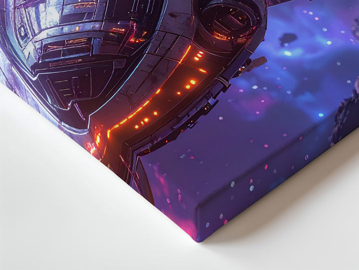 Futuristic Spaceship Canvas – Sleek Ship in Bright Nebula - Gifitto