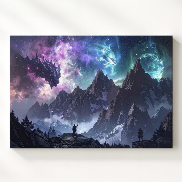 Celestial Myth Creatures Canvas – Galactic Fantasy Landscape Wall Art - Gifitto