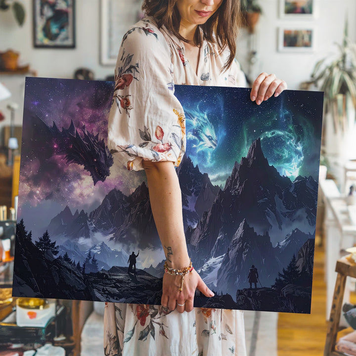 Celestial Myth Creatures Canvas – Galactic Fantasy Landscape Wall Art - Gifitto
