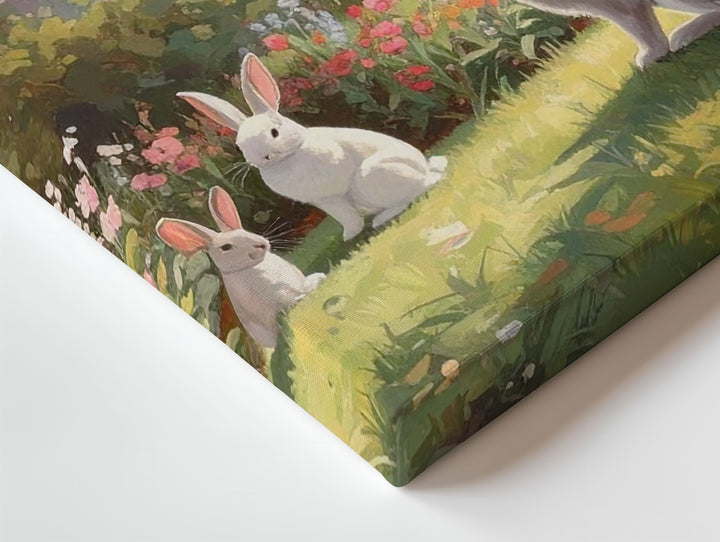 Serene Garden Rabbits Canvas – Tranquil Nature Wall Art - Gifitto
