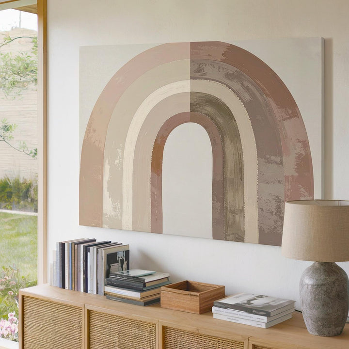 Minimalist Earthy Rainbow Canvas – Boho Nursery Wall Art - Gifitto