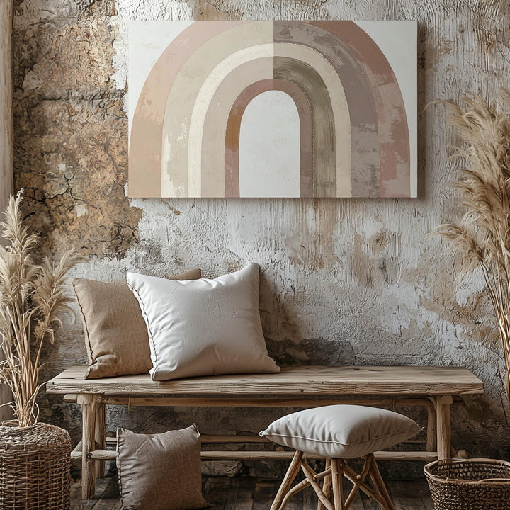Minimalist Earthy Rainbow Canvas – Boho Nursery Wall Art - Gifitto