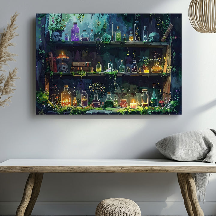 Enchanted Forest Apothecary Canvas – Whimsical Hidden Potion Workshop Wall Art - Gifitto