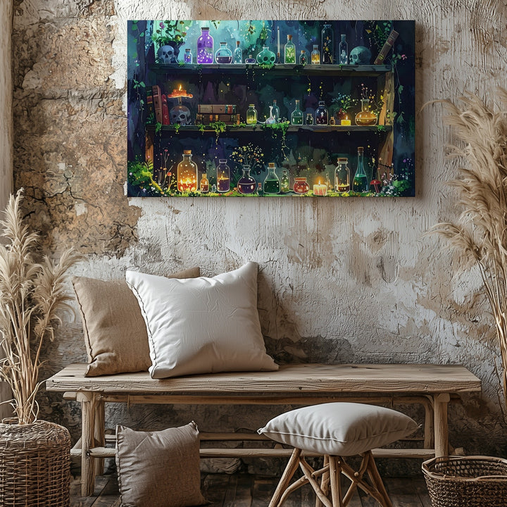 Enchanted Forest Apothecary Canvas – Whimsical Hidden Potion Workshop Wall Art - Gifitto