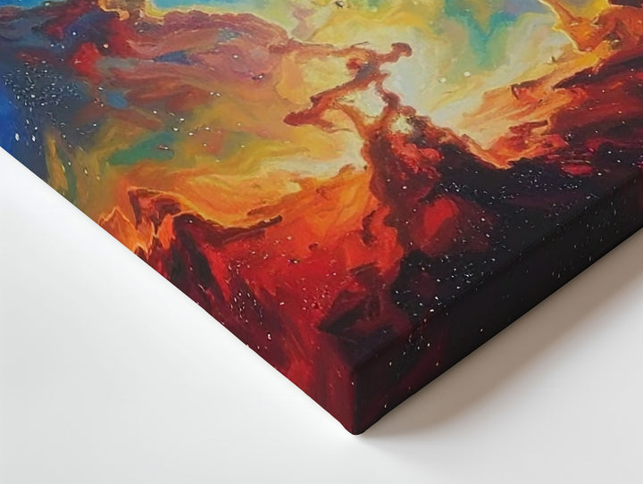 Vertical Cosmic Color Canvas – Abstract Nebula in Blue, Red, Green & Purple - Gifitto