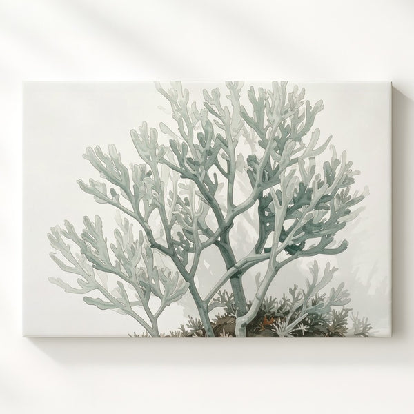 Seafoam Green Coral Canvas – Minimalist Botanical Marine Illustration
