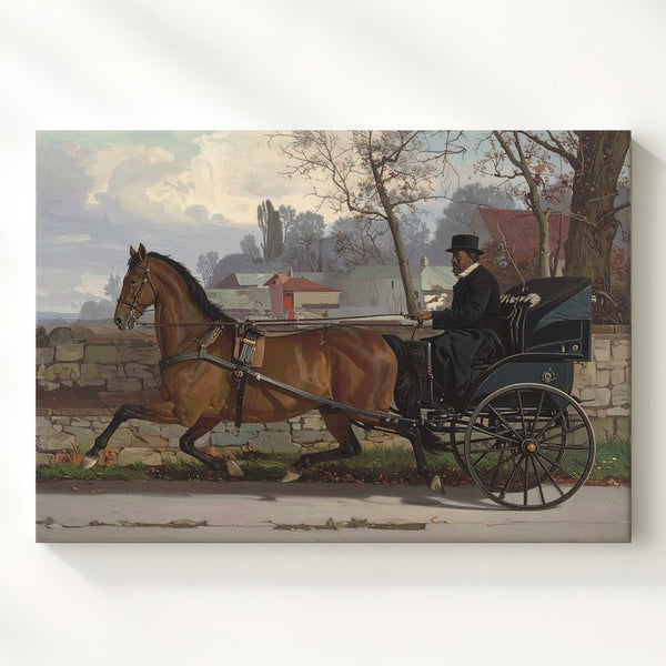 Vintage Horse and Carriage Canvas – Rural Estate Scene - Gifitto