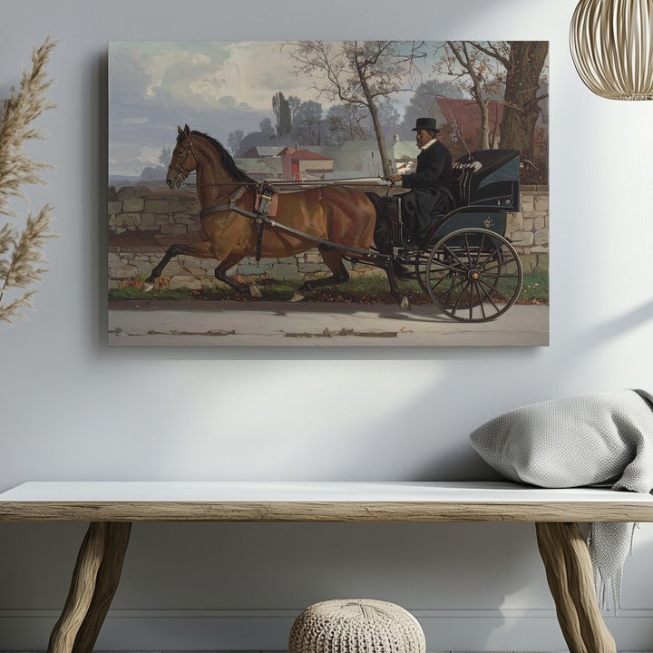 Vintage Horse and Carriage Canvas – Rural Estate Scene - Gifitto