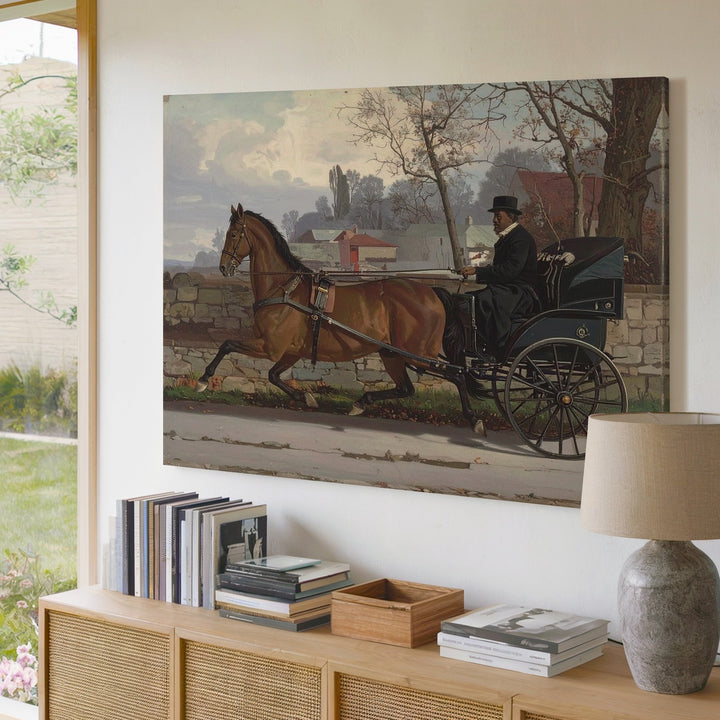 Vintage Horse and Carriage Canvas – Rural Estate Scene - Gifitto