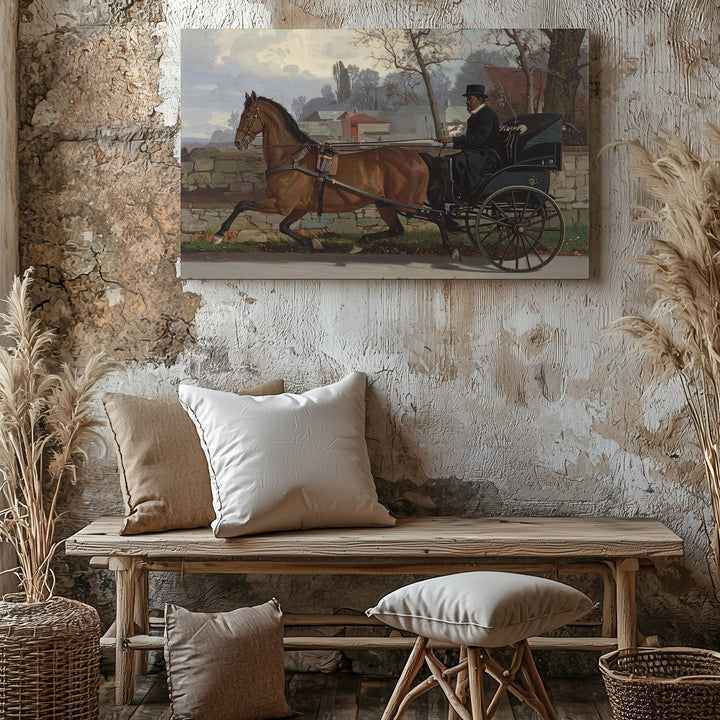 Vintage Horse and Carriage Canvas – Rural Estate Scene - Gifitto