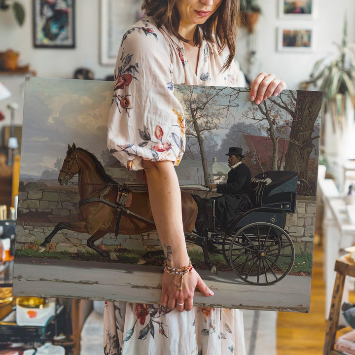 Vintage Horse and Carriage Canvas – Rural Estate Scene - Gifitto