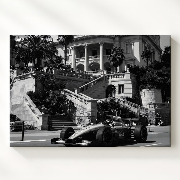 Vintage F1 Monaco Canvas – Ferrari Race Car with Historic European Architecture - Gifitto