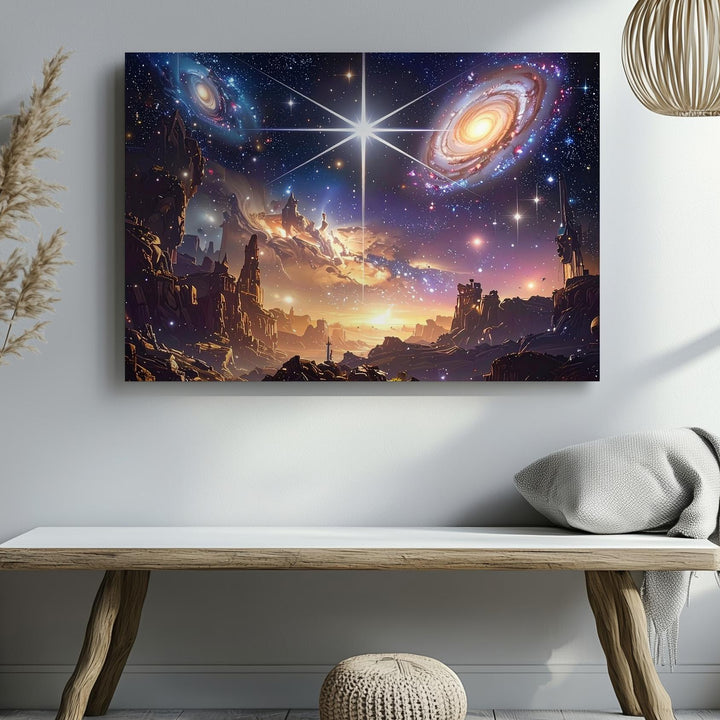 Infinite Galaxies Canvas – Deep Field Universe View with Starburst Flare - Gifitto