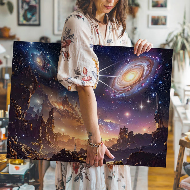 Infinite Galaxies Canvas – Deep Field Universe View with Starburst Flare - Gifitto