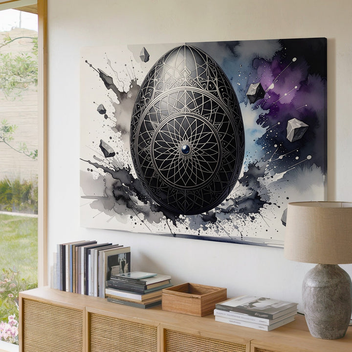 Mystical Mandala Egg Canvas – Cosmic Ink Explosion Wall Art - Gifitto