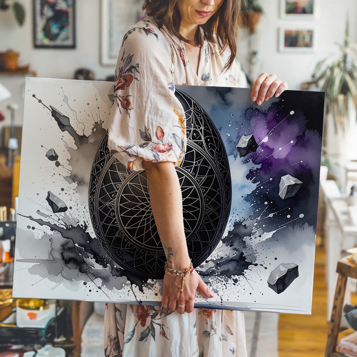 Mystical Mandala Egg Canvas – Cosmic Ink Explosion Wall Art - Gifitto