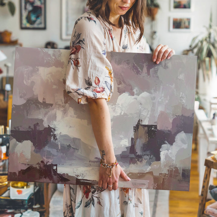 Ethereal Dream Canvas – Soft Abstract Art in Dusty Pink, Mauve, and Beige Tones - Gifitto