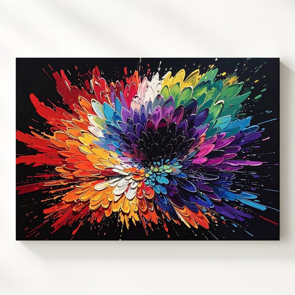 Color Burst on Black Canvas – Abstract Expressionist Explosion Wall Art - Gifitto