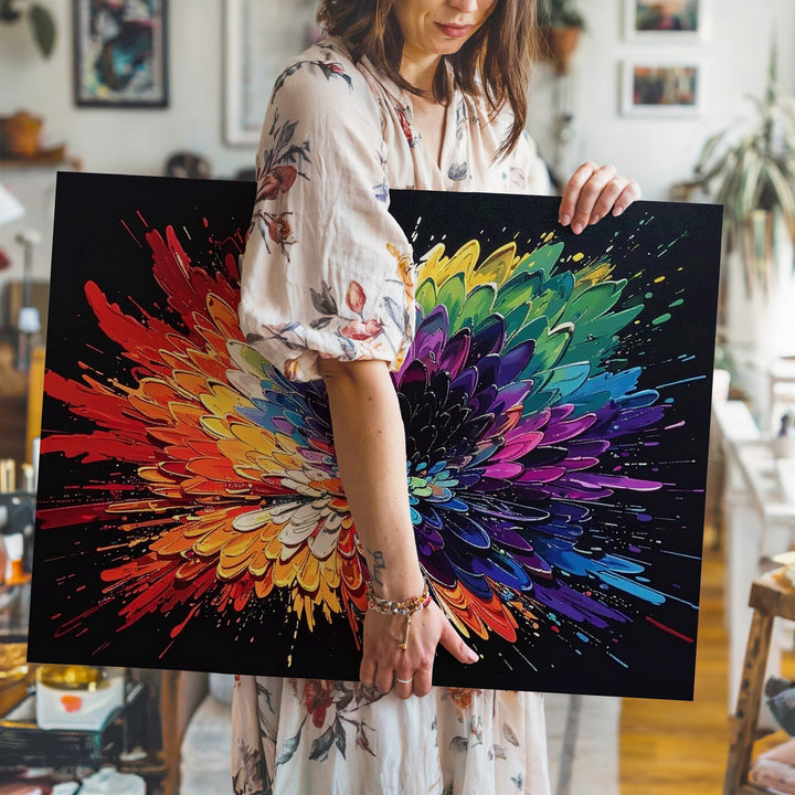 Color Burst on Black Canvas – Abstract Expressionist Explosion Wall Art - Gifitto
