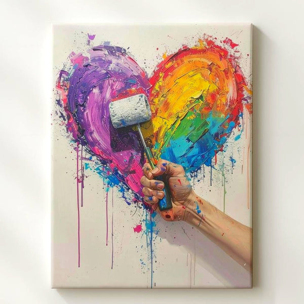 Creative Love Canvas – Abstract Multicolored Heart with Paint Roller - Gifitto