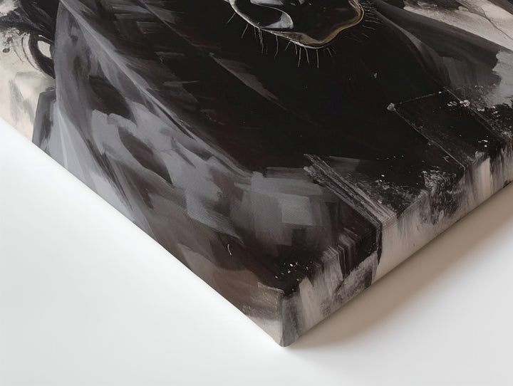 Wild Elegance Canvas – Black Horse in Motion with Abstract Background - Gifitto