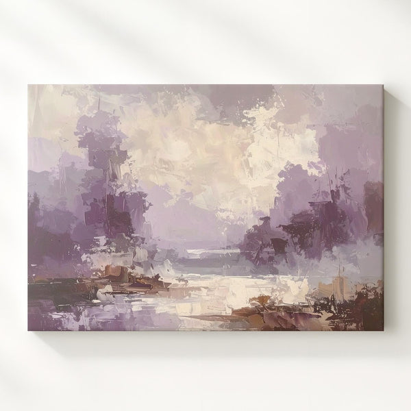 Moody Mist Canvas – Abstract Art in Deep Mauve, Gray, and Soft Brushstrokes - Gifitto