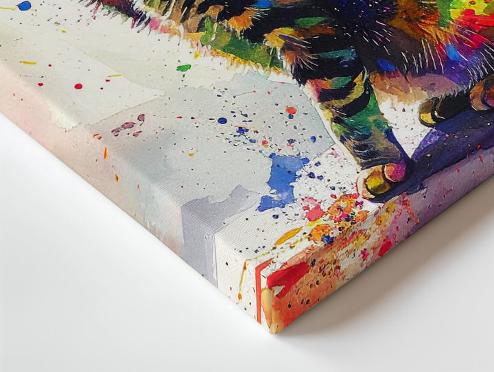 Dynamic Abstract Cat Canvas – Colorful Watercolor Feline Art - Gifitto