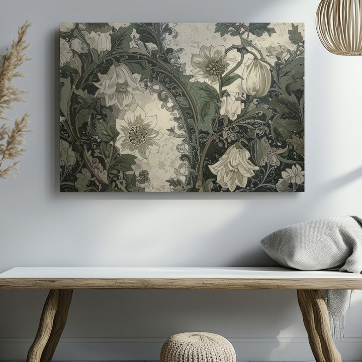 Vintage Botanical Pattern Canvas – Art Nouveau-Inspired Floral Wall Art - Gifitto
