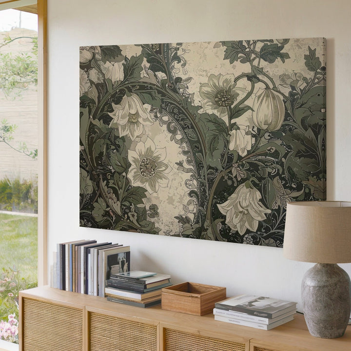 Vintage Botanical Pattern Canvas – Art Nouveau-Inspired Floral Wall Art - Gifitto
