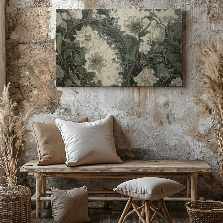 Vintage Botanical Pattern Canvas – Art Nouveau-Inspired Floral Wall Art - Gifitto
