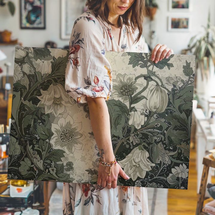 Vintage Botanical Pattern Canvas – Art Nouveau-Inspired Floral Wall Art - Gifitto