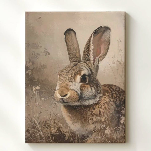 Minimalist Sepia Rabbit Canvas – Dreamlike Portrait with Soft Tones - Gifitto
