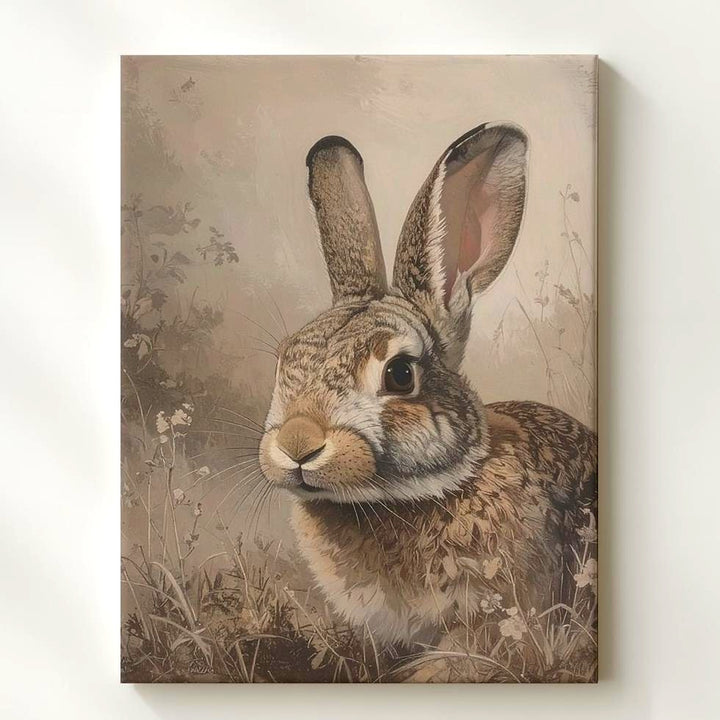 Minimalist Sepia Rabbit Canvas – Dreamlike Portrait with Soft Tones - Gifitto