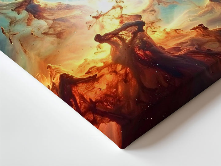 Vertical Starbirth Nebula Canvas – Vivid Blue, Red & Violet Cosmic Cloudscape - Gifitto