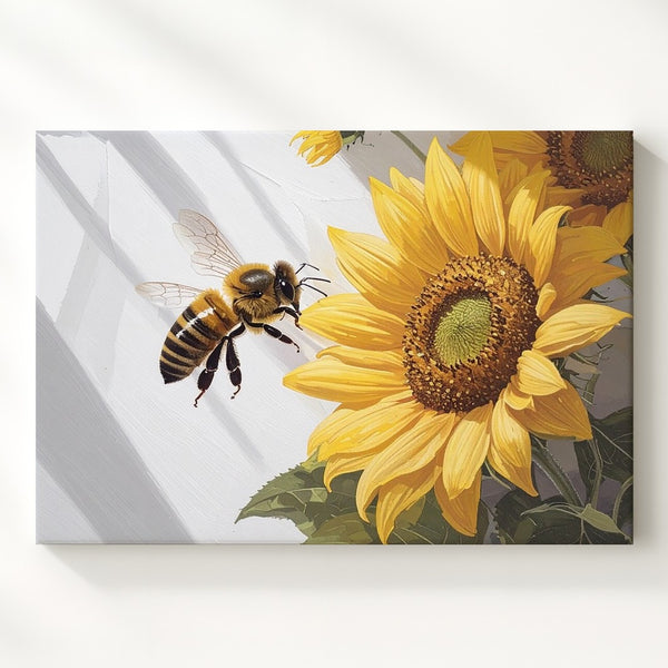 Sunflower & Bee Canvas – Bright Summer Floral Art with Sunlit Charm - Gifitto