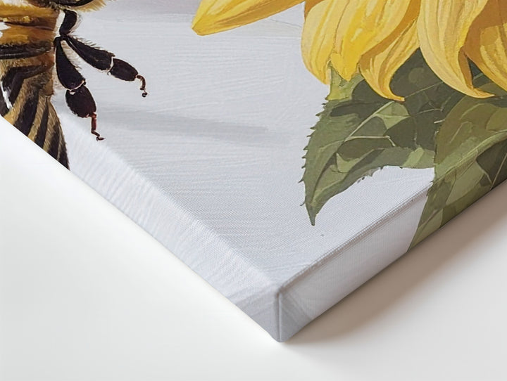 Sunflower & Bee Canvas – Bright Summer Floral Art with Sunlit Charm - Gifitto