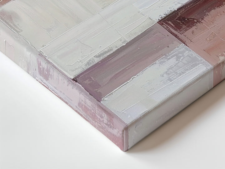 Tonal Minimalism Canvas – Abstract Rectangular Art in Blush Pink, Cream, and Soft White - Gifitto
