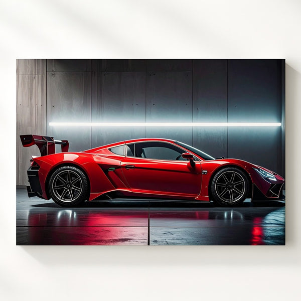 Red Ferrari Sports Car Canvas – Dramatic Studio Lighting Automotive Art - Gifitto