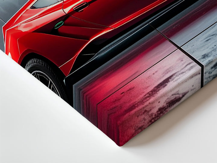 Red Ferrari Sports Car Canvas – Dramatic Studio Lighting Automotive Art - Gifitto