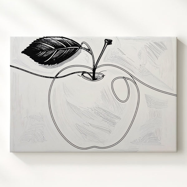 Minimalist One-Line Apple Canvas – Elegant Continuous Line Fruit Art - Gifitto