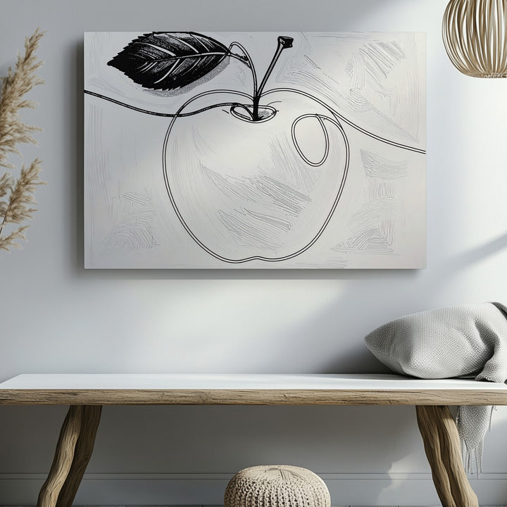 Minimalist One-Line Apple Canvas – Elegant Continuous Line Fruit Art - Gifitto
