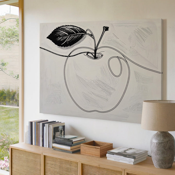 Minimalist One-Line Apple Canvas – Elegant Continuous Line Fruit Art - Gifitto